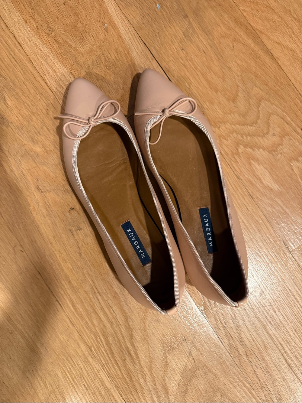 Margaux Blush Pointed-Toe Ballet Flats with Bow